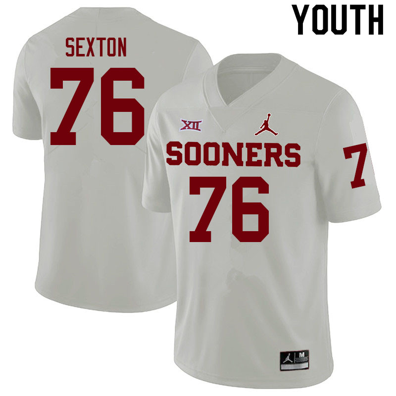Youth #76 Jacob Sexton Oklahoma Sooners College Football Jerseys Sale-White - Click Image to Close